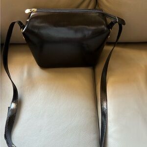 Elegant Black Leather shoulder or crossbody  Bag Carla Marchi made Italy